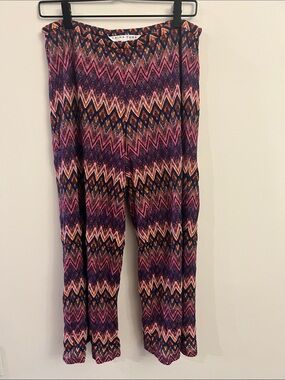 Trina Turk Zigzag Wide-Leg Pants - Pink, Purple, Navy, Orange